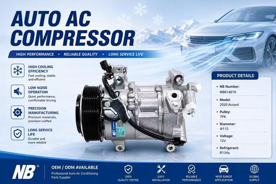 Auto AC-compressor NB614019 Voor Honda Accord 1.5T CV1 2018-2020, 38810-6A0-A01 38810-6A1-H01, 7PK 115mm 12V A/C pomp